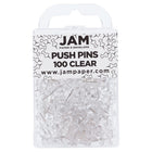 JAM Paper - Punaises colourées - punaises transparentes - paquet de 100-Punaises à tête en plastique | Couleur : Transparent