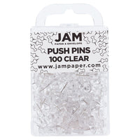 JAM Paper - Punaises colourées - punaises transparentes - paquet de 100-Punaises à tête en plastique | Couleur : Transparent