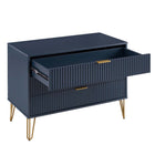 Manhattan Comfort - Dumbo table de chevet moderne à 2 tiroirs et commode à 3 tiroirs - bleu minuit - ensemble de 2-Assemblage « Snap It » Comprend des rainures internes de haute qualité pour un assemblage simple, sans outils requis