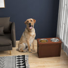 PawHut - Gamelles surélevées pour chien, distributeur de nourriture pour grands chiens avec rangement - brun-Bols en acier inoxydable amovibles, parfaits pour les friandises, l'eau ou la nourriture, faciles à nettoyer et à remplir. 