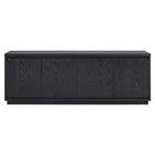 Hudson&Canal - Meuble TV Presque pour téléviseurs jusqu'à 75" - Grain noir-Un design contemporain moderne peut accueillir des téléviseurs jusqu'à 75 pouces pour votre espace de divertissement