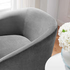 Modway - Series Performance Velvet Tissu Chaise pivotante - Gris-Base pivotante en fer revêtue en poudre