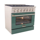 Kucht - 36 po Série KNG Cuisinière Pro Style au gaz propane - Acier inoxydable/Vert-Allumage électronique avec rallumage automatique réduisant les risques de fuites de gaz pour plus de sécurité