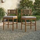 Modway - Eleni Terrasse extérieure Bois de teck Tabourets de comptoir Ensemble de 2 - Voile-Coussins en mousse pare-soleil