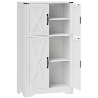HOMCOM - Armoire de garde-manger style ferme 23,6 po L - grain de bois blanc-Le design de porte de grange et les accents noirs aux coins ajoutent un charme de ferme 