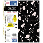 Five Star - Cahier Floral Silhouette à 1 matière – 11 po H x 8 1/2 po l – 160 pages-80 feuilles lignées à réglure étroite qui résistent aux bavures d'encre.