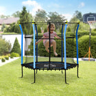 Soozier - Trampoline pour enfants avec filet de protection - 64" de diamètre - Bleu-Fabriqué avec un cadre en acier enduit de poudre et un boîtier en filet anti-UV pour une utilisation durable 