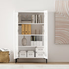 Manhattan Comfort - Ensemble de 2 armoires de décoration modernes Abbey 31,5 po - Blanc-Portes élégantes sans poignées pour un aspect épuré et dégagé