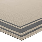 Modway - Rim Bordure solide intérieure et extérieure Tapis de 5 pi l x 8 pi L - Gris et beige-Résistant aux taches / Facile à nettoyer
