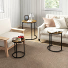 HOMCOM - Tables gigognes - brun rustique - ensemble de 3-L’ensemble de 3 tables d’appoint peut être utilisé séparément ou ensemble comme tables empilables 