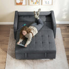 HOMCOM - Canapé-lit gigogne avec ports USB - gris foncé-Tissu aspect lin doux, respirant et agréable pour la peau, résistant à l’usure et facile à nettoyer 