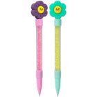 Merangue - Stylo à bille orné d'un embout floral et de perles-Stylos fantaisie avec des embouts en forme de fleur souriante