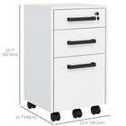 HOMCOM - Classeur à 3 tiroirs pour documents format lettre/A4 avec barres de suspension - blanc-Tiroir supérieur avec serrure et 2 clés pour la sécurité des documents 
