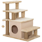 PawHut - Escalier pour chat à hauteur réglable avec poteau à griffer pour canapé - beige-Hauteur réglable : configuration à 3 ou 4 marches pour atteindre la hauteur du lit ou du canapé 