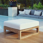 Modway - Upland Terrasse extérieure Teck Ottoman in Blanc naturel-Construction en teck massif