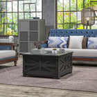 HOMCOM - Table basse avec rangement caché à plateau relevable - noir-Deux couvercles à ouverture rabattable peuvent être ouverts pour un rangement pratique