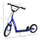 Aosom - Trottinette pour enfants avec guidon réglable, freins avant et arrière doubles - bleu-Couleur : Bleu 