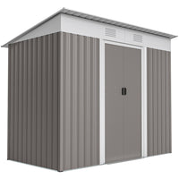 Outsunny - Abri de jardin avec portes coulissantes et bouche d'aération, gris-Espace de rangement spacieux