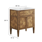 Modway - Elysian 30" Vanette de salle de bain - Brun blanc-Bassin d’évier en céramique