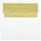 JAM Paper Enveloppes d'invitation A8 doublées d'aluminium - 5,5 x 8,125 po - Blanc avec feuille d'or - paquet de 25-Couleur : blanc avec doublure en feuille d'or, La feuille donne à l’enveloppe une brillance naturelle