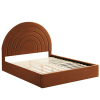 Modway - Solana Arqué Performance Velvet Lit de plateforme complet, Rouille-Sellerie en velours Performance résistante aux taches