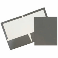 JAM Paper - Dossiers de présentation brillants laminés à deux pochettes - gris - Paquet de 25-Couleur: Gris