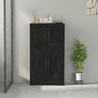 HOMCOM - Armoire de cuisine style ferme 23,6 po L - grain de bois noir-Le kit anti-basculement améliore la stabilité et la sécurité 