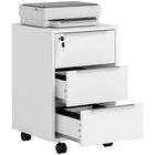 HOMCOM - Classeur vertical à 3 tiroirs pour documents format lettre/A4 avec serrure - blanc-4 roulettes pivotantes à 360° assurent un déplacement facile, dont 2 équipées de freins pour plus de sécurité 
