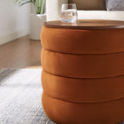 Modway - Mezzo Manche Performance Velvet Ottoman de stockage - Rouille-Couvercle de placage à grains de bois