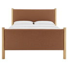 Modway - Maven Taille reine Cuir végétalien rembourré Lit de plateforme, Tan Oak-Support en lattes de bois