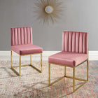 Modway - Carriage Performance Velvet Chaise à manger Ensemble de 2 - Rose Poussiéreuse d’Or-Rembourrage en velours polyester Performance