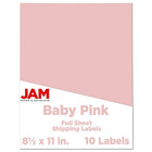 Jam Paper Étiquettes autocollantes pleine page, 8 1/2 x 11 po, rose pastel, 10/paquet-Taille : 8,5 x 11 po