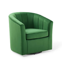 Modway - Prospect Performance Velvet Fauteuil pivotant - Émeraude-Fauteuil moderne à dossier de baril