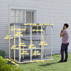 PawHut - Enclos extérieur pour chat 71 po Catio avec bâche imperméable, gris-Conception à entrée directe avec porte d'accès en deux parties et toboggan pour chat 