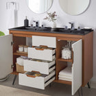 Modway - Energize Double évier 48" Vanette de salle de bain - Noir blanc cerise-Portes doubles à fermeture douce