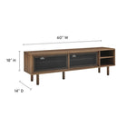 Modway - Kurtis 60 po Meuble TV, Noyer-Portes coulissantes en maille métallique