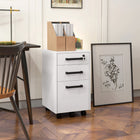 HOMCOM - Classeur à 3 tiroirs pour documents format lettre/A4 avec barres de suspension - blanc-Barres de suspension dans le grand tiroir pour dossiers format lettre ou A4 
