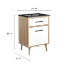 Modway - Maverick 24" Vanette de salle de bain - Chêne noir-Pattes en caoutchouc effilées