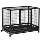 PawHut - Cage pour chien robuste pour très grands chiens, roulettes verrouillables, plateau-Fabriqué en métal robuste, convient à une utilisation quotidienne 
