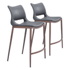 Zuo - Ace Tabouret de comptoir - Dark Gris/Noyer - Ensemble de 2-Repose-pieds ergonomique et confortable