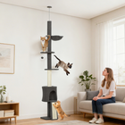 PawHut - Arbre à chat du sol au plafond, tour pour chat, hauteur réglable 87 po-94,5 po-Tige de tension du sol au plafond et sangle anti-basculement pour une stabilité maximale  
