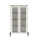 Manhattan Comfort - Armoire de Décoration Moderne Abbey 31,5 po - Érable et Blanc Cassé-Armoire de décoration moderne pour bureau à domicile, salon, salle à manger et rangement supplémentaire
