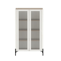Manhattan Comfort - Armoire de Décoration Moderne Abbey 31,5 po - Érable et Blanc Cassé-Armoire de décoration moderne pour bureau à domicile, salon, salle à manger et rangement supplémentaire