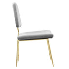 Modway - Ponder Performance Velvet Fauteuil d’appoint de salle à manger - Gris-Cadre en acier inoxydable doré