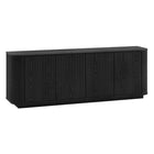 Hudson&Canal - Meuble TV Canton pour téléviseurs jusqu'à 75" - Grain noir-Comprend quatre portes avec armoires fermées et 4 étagères pour un grand espace de rangement