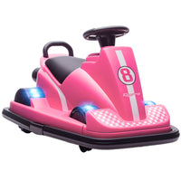 Qaba - Voiture tamponneuse électrique 6V pour enfants avec rotation à 360 degrés et double moteur - rose-Permet aux enfants de conduire de façon autonome grâce à un design à chevaucher et un volant 
