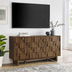 Modway - Owen 59 pouces 4 portes Buffet géométrique - Noyer-Portes à pousser pour ouvrir