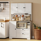 HOMCOM - Armoire de cuisine garde-manger 64 po avec 3 compartiments et 2 tiroirs - blanc-Un plan de travail spacieux accueille cafetières et grille-pain, créant un coin café pratique 
