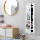HOMCOM - Armoire à bijoux avec miroir pleine longueur - 14,5 po L x 3,75 po l x 47,75 po H - blanc-Espace de rangement spacieux à l'intérieur, 24 crochets pour colliers, trous pour 20 paires de boucles d'oreilles, 60 compartiments pour bagues, 5 étagères de rangement pour bracelets 