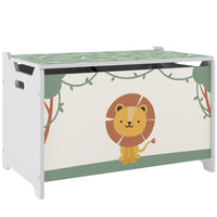 Qaba - Coffre de rangement pour enfants avec couvercle - vert-Grand espace de rangement pour jouets, livres et vêtements  
